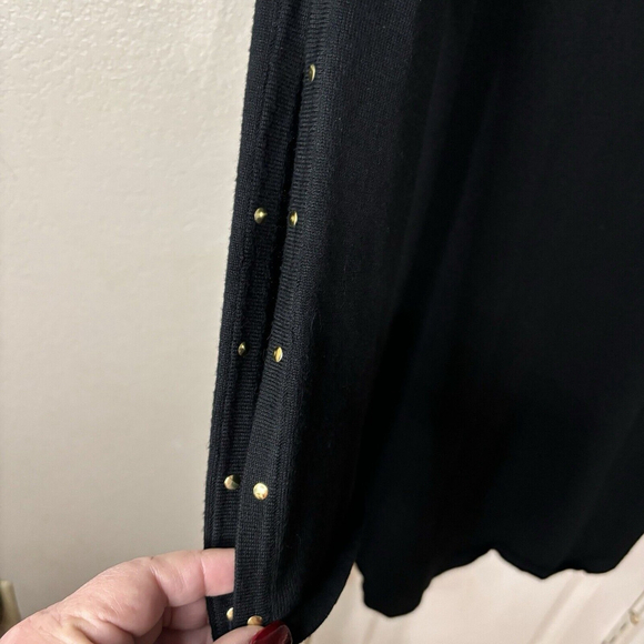 XL Harlow & Rose Pretty Black Sweater Dress Below Knee Long Open Flared Sleeves - Picture 5 of 10